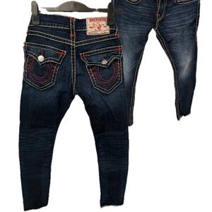 True Religion Blue Jeans with Red Accents